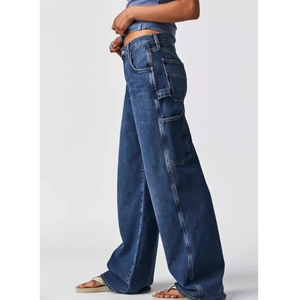 Agolde Magda High Rise Carpenter Jeans Blue Straight Leg Size 24